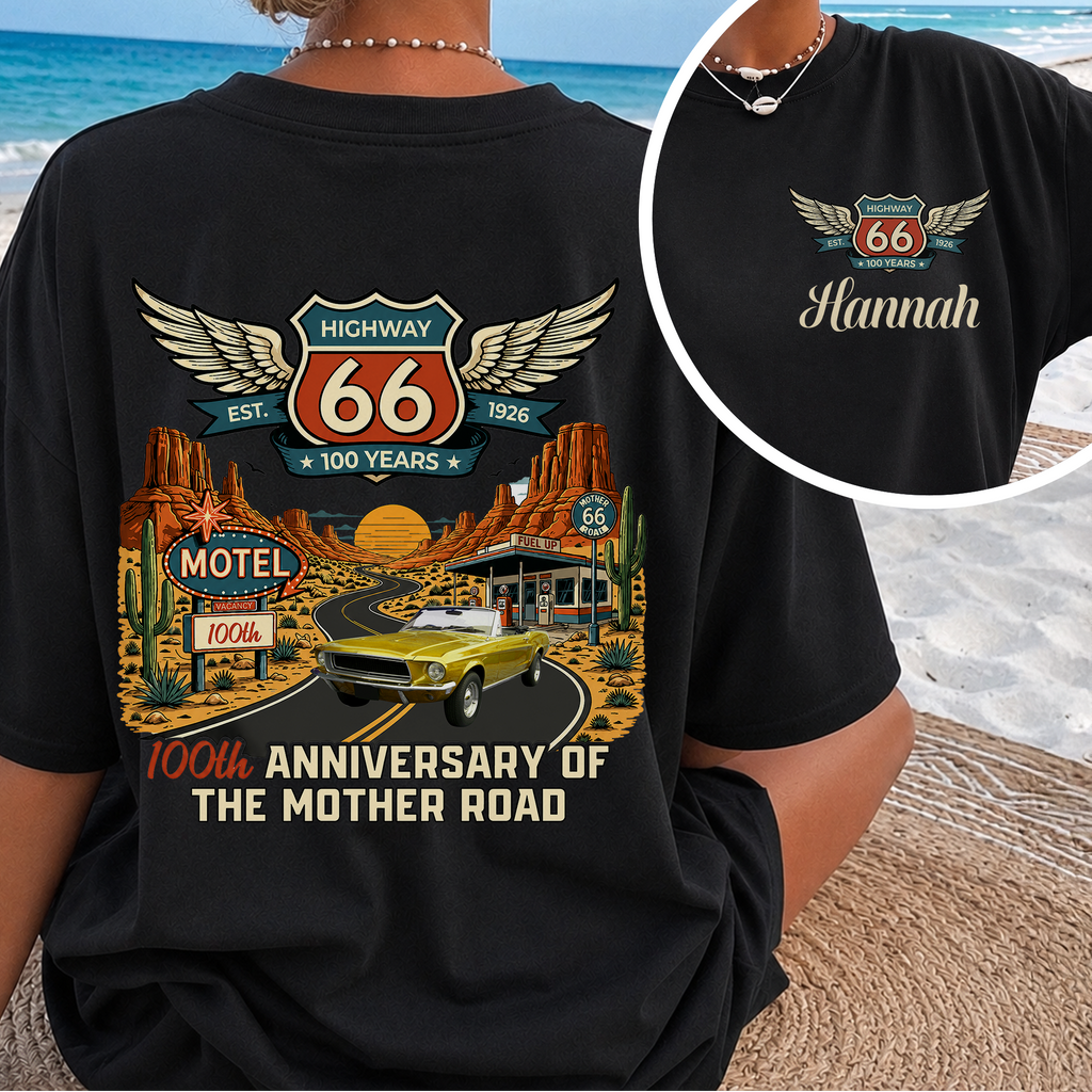 Personalized Route 66 Comfort Shirt Car Lover Gift Idea Back&Front Comfort Shirt GradoCreations