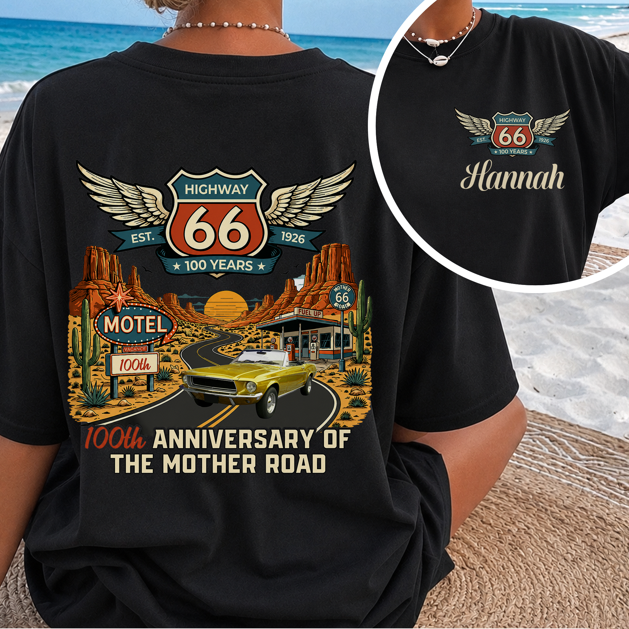 Personalized Route 66 Comfort Shirt Car Lover Gift Idea Back&Front Comfort Shirt GradoCreations
