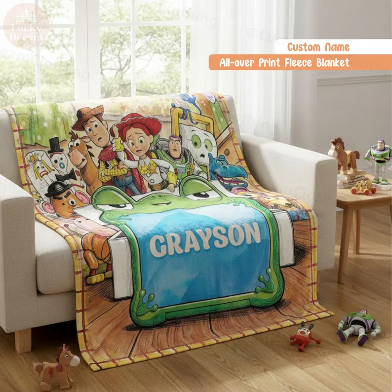 Personalized Fleece Blanket Custom Name for Kids Movie Fans