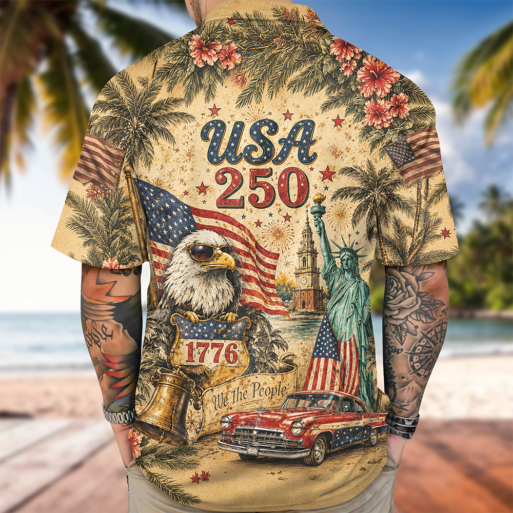 Personalized Hawaiian Shirt USA Flag Gift for 4th of July HN590 - AOP Hawai Shirt GradoCreations