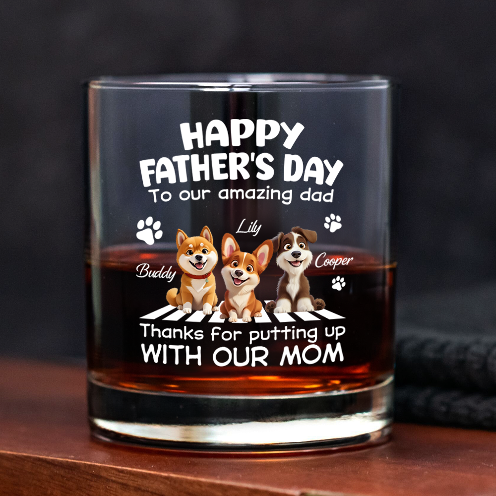 Personalized Whiskey Glass Gift for Dog Dad - Father's Day HN590 - Print Rock Glass GradoCreations