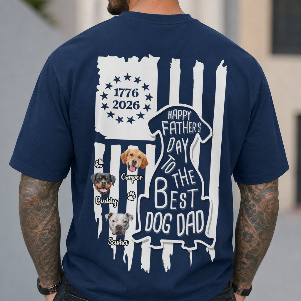 Personalized Dog Dad Comfort Shirt Custom Photo Gift for Father's Day Comfort Shirt Back GradoCreations