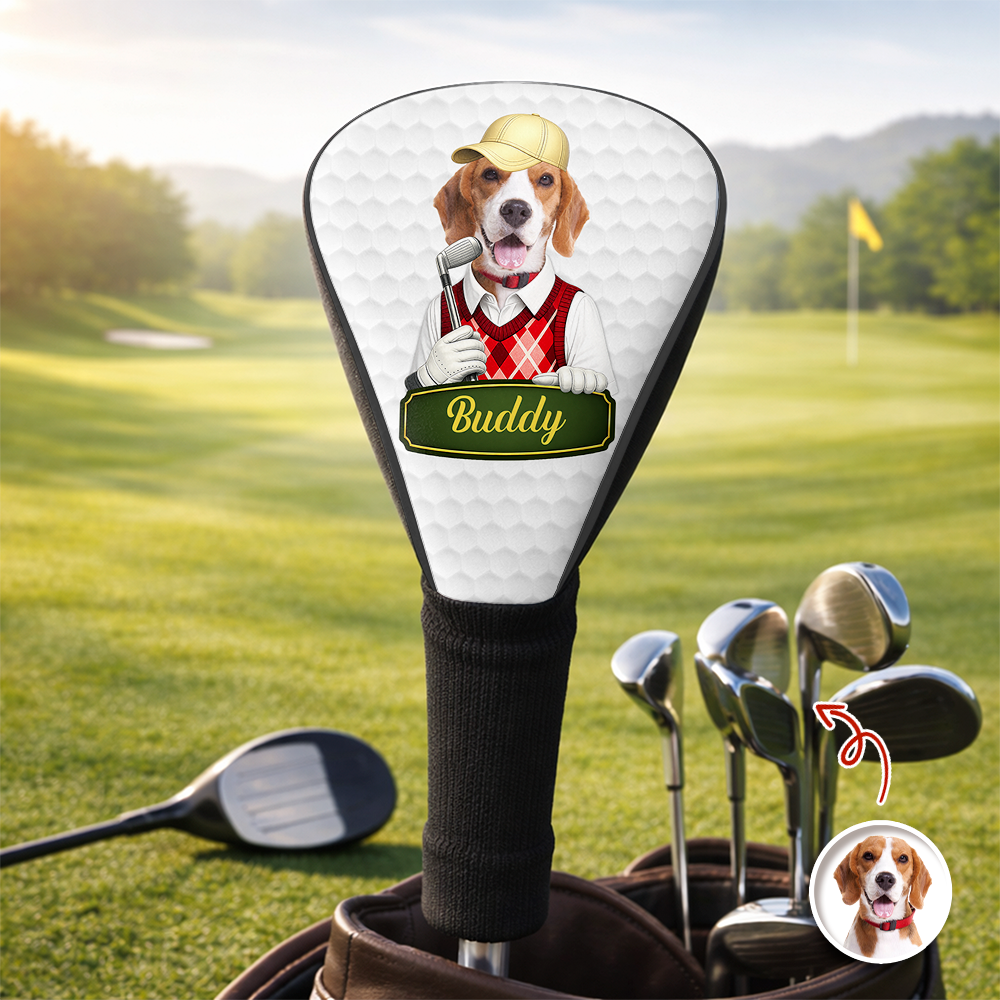 Personalized Dog Photo Golf Club Head Cover Gift for Dog Dad HN590 - Golf Club Head Cover GradoCreations