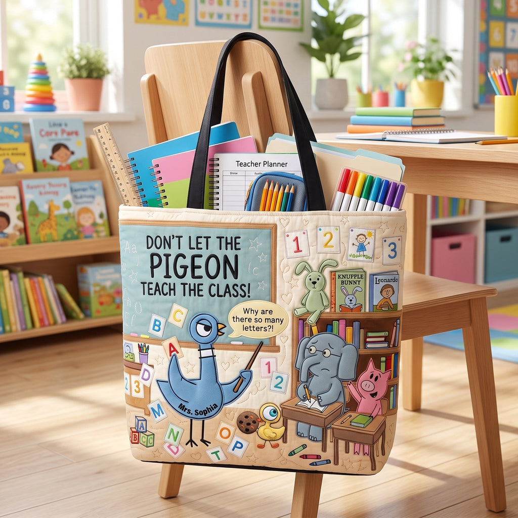 Personalized Quilted Tote Bag for Teachers - Back to School Gift Quilted Tote Bag GradoCreations