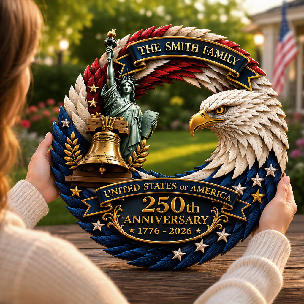 Personalized Patriotic Door Sign for 250th Anniversary Gift HN590 - Door Sign GradoCreations