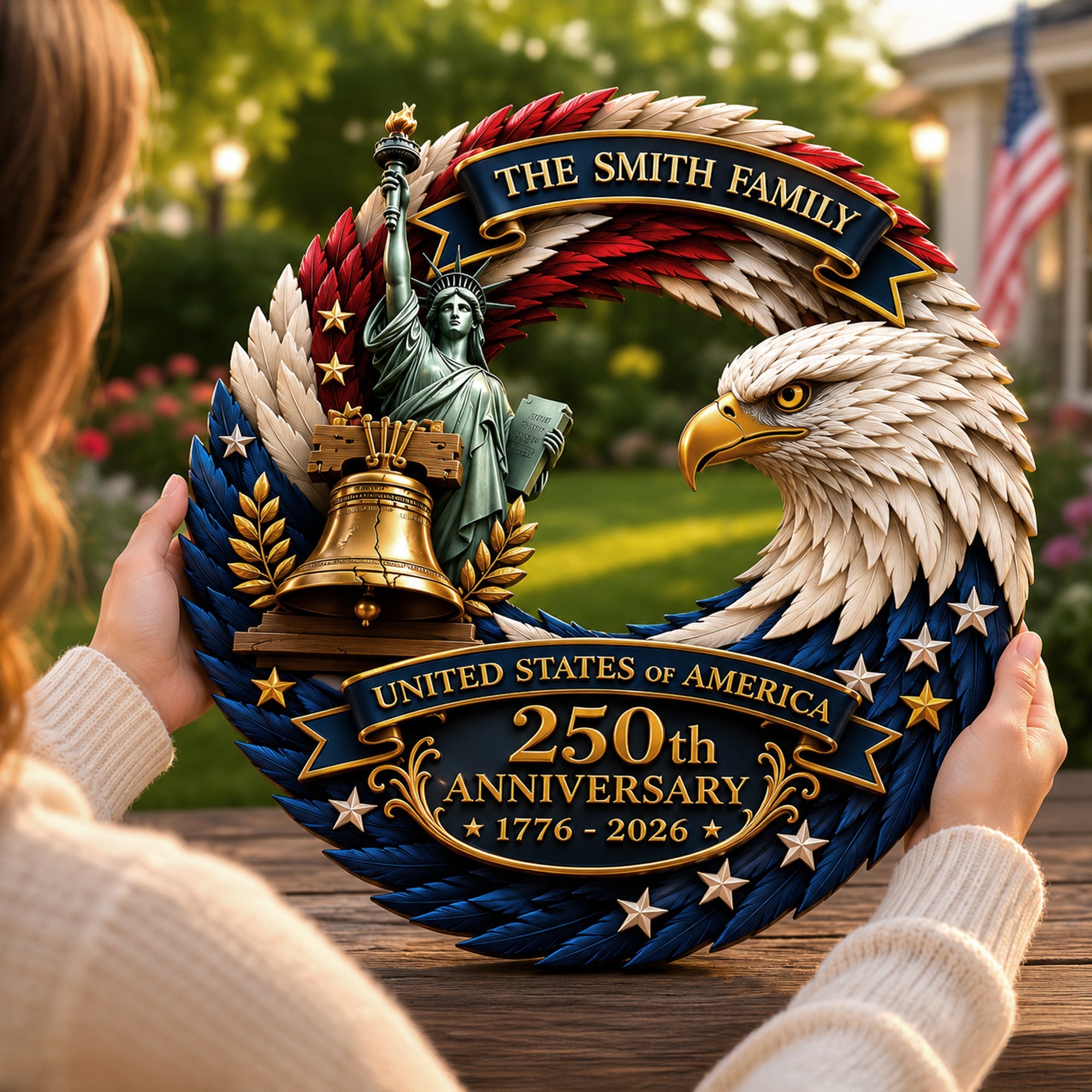 Personalized Patriotic Door Sign for 250th Anniversary Gift HN590 - Door Sign GradoCreations