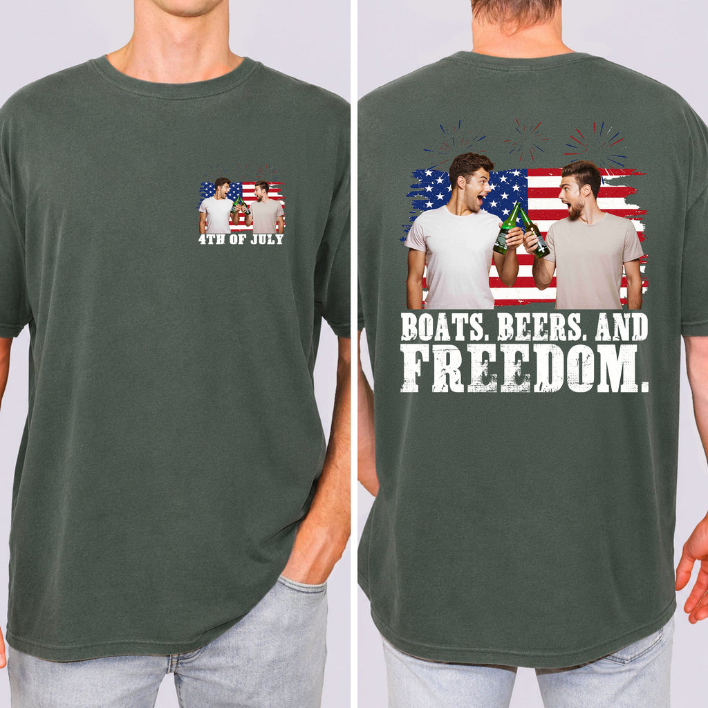 Personalized 4th of July Comfort Shirt Custom Photo Gift Back&Front Comfort Shirt GradoCreations