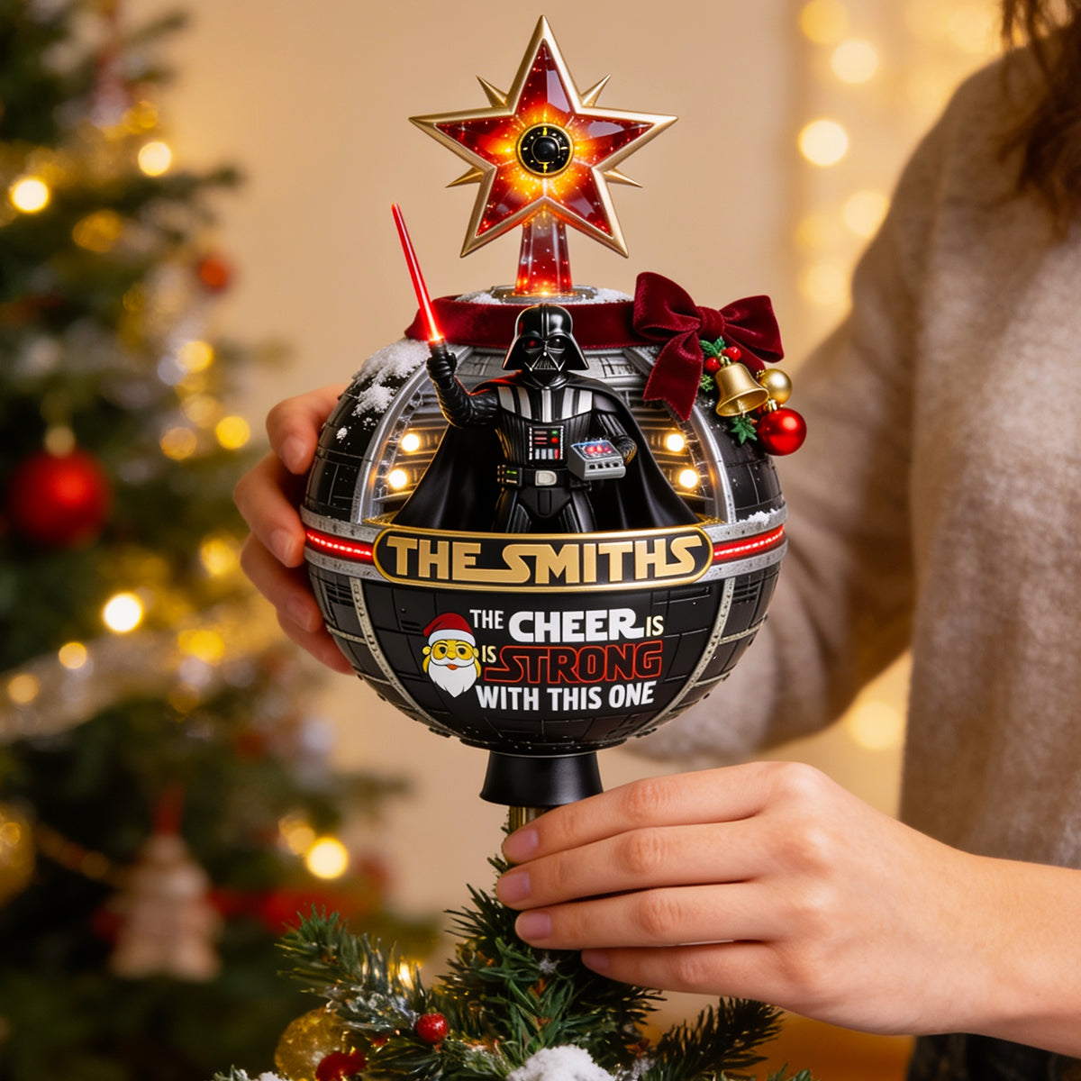 Personalized LED Light Tree Topper with Star - Christmas Gift for Family, Movie Fans LED Light Tree GradoCreations