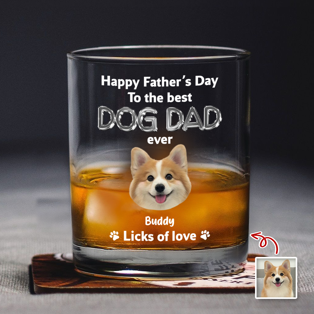 Personalized Rock Glass Custom Photo Gift for Dog Dad HN590 - Print Rock Glass GradoCreations