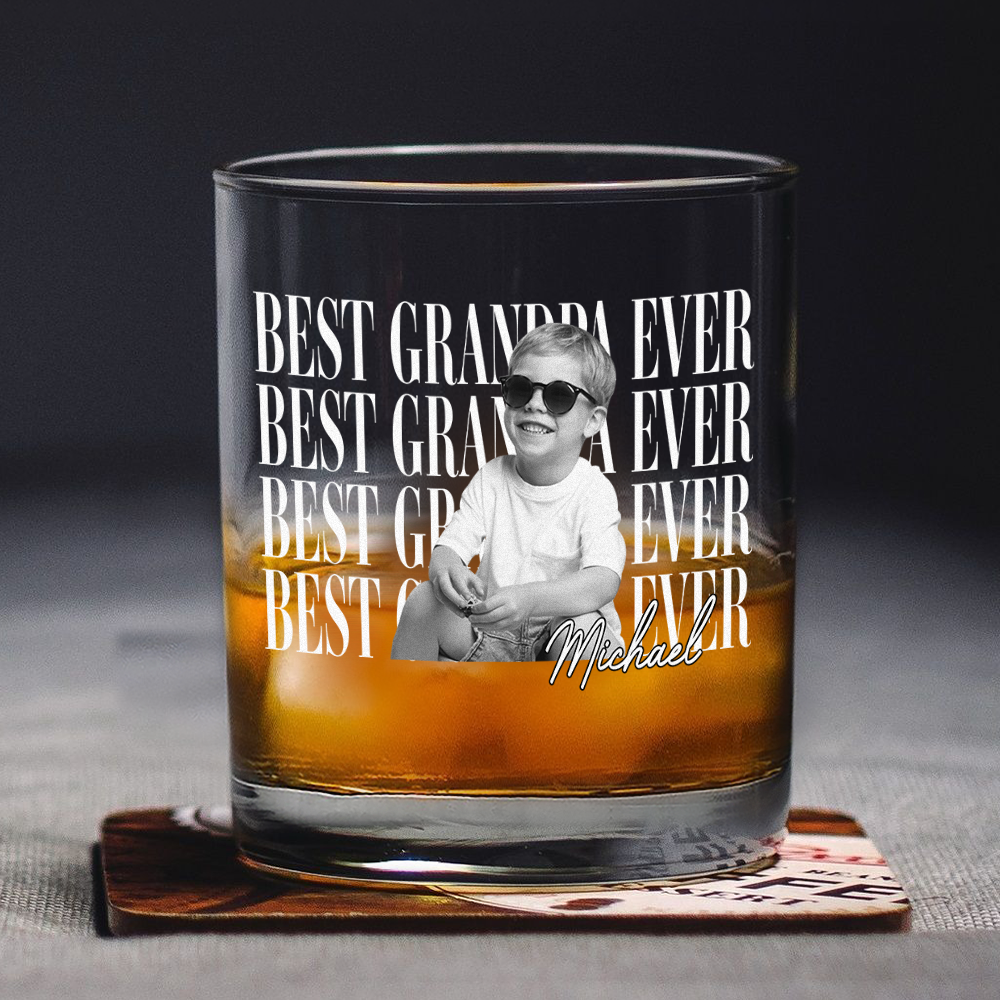 Personalized Vintage Photo Whiskey Glass Custom Gift for Dad HN590 - Print Rock Glass GradoCreations