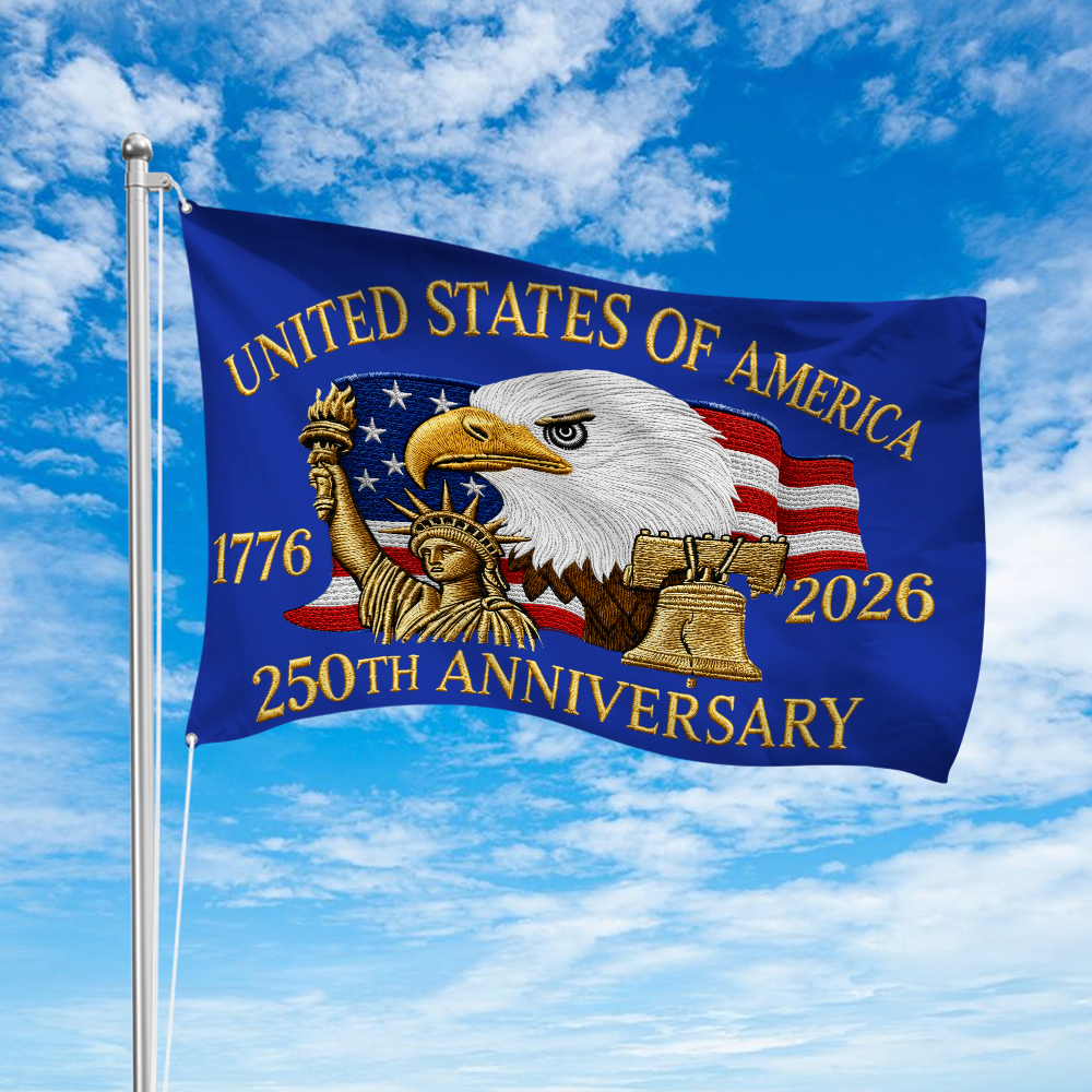 Personalized 250th Anniversary House Flag Custom Family Name Eagle HN590 - Banner House Flag GradoCreations