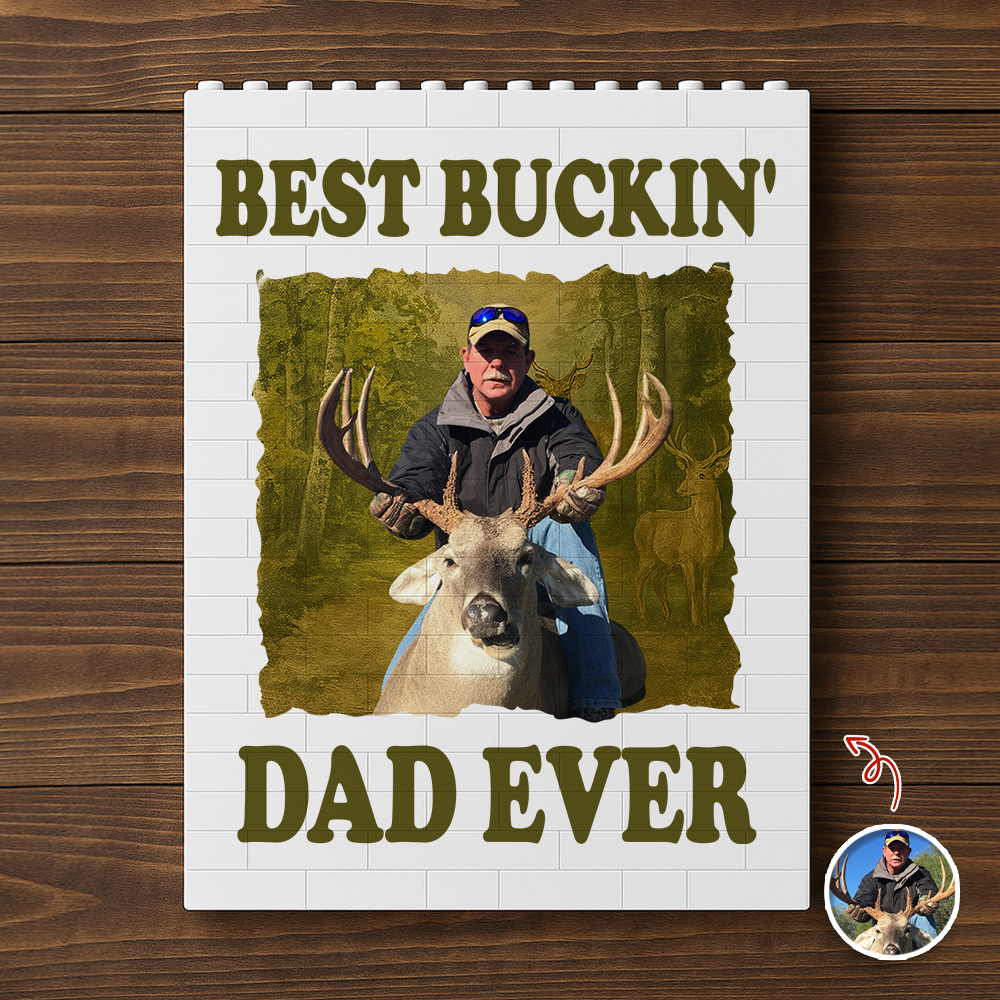 Custom Photo Building Blocks Gift for Dad Fishing Hunter HN590 - Building Blocks GradoCreations
