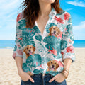 Personalized Tropical Blouse Shirt Custom Pet Photo Gift for Pet Lovers HN590 - Blouse Shirt GradoCreations