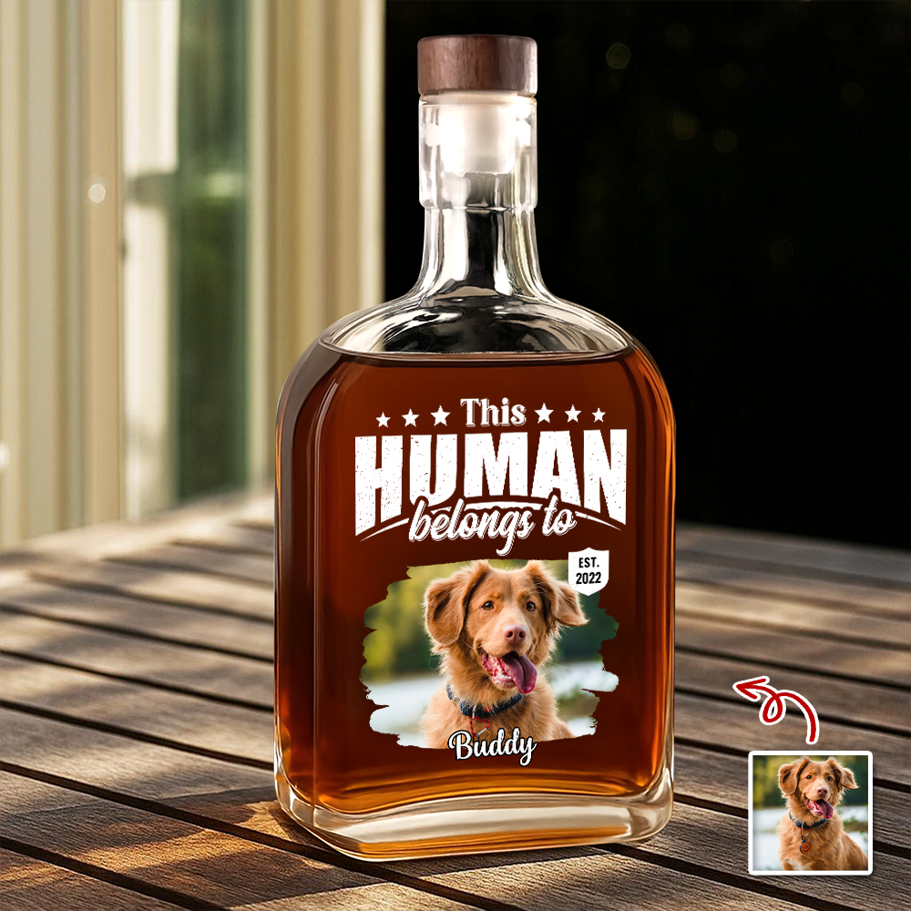 Personalized Photo Whiskey Bottle Custom Name Gift for Pet Lovers HN590 - Whiskey Bottle GradoCreations