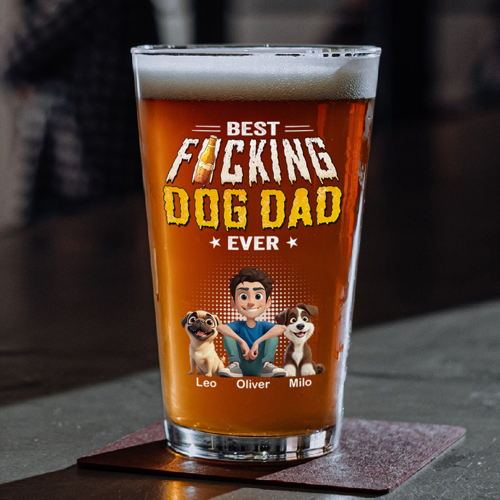 Personalized Beer Glass Best Dog Dad Gift for Father's Day HN590 - Print Beer Glass GradoCreations