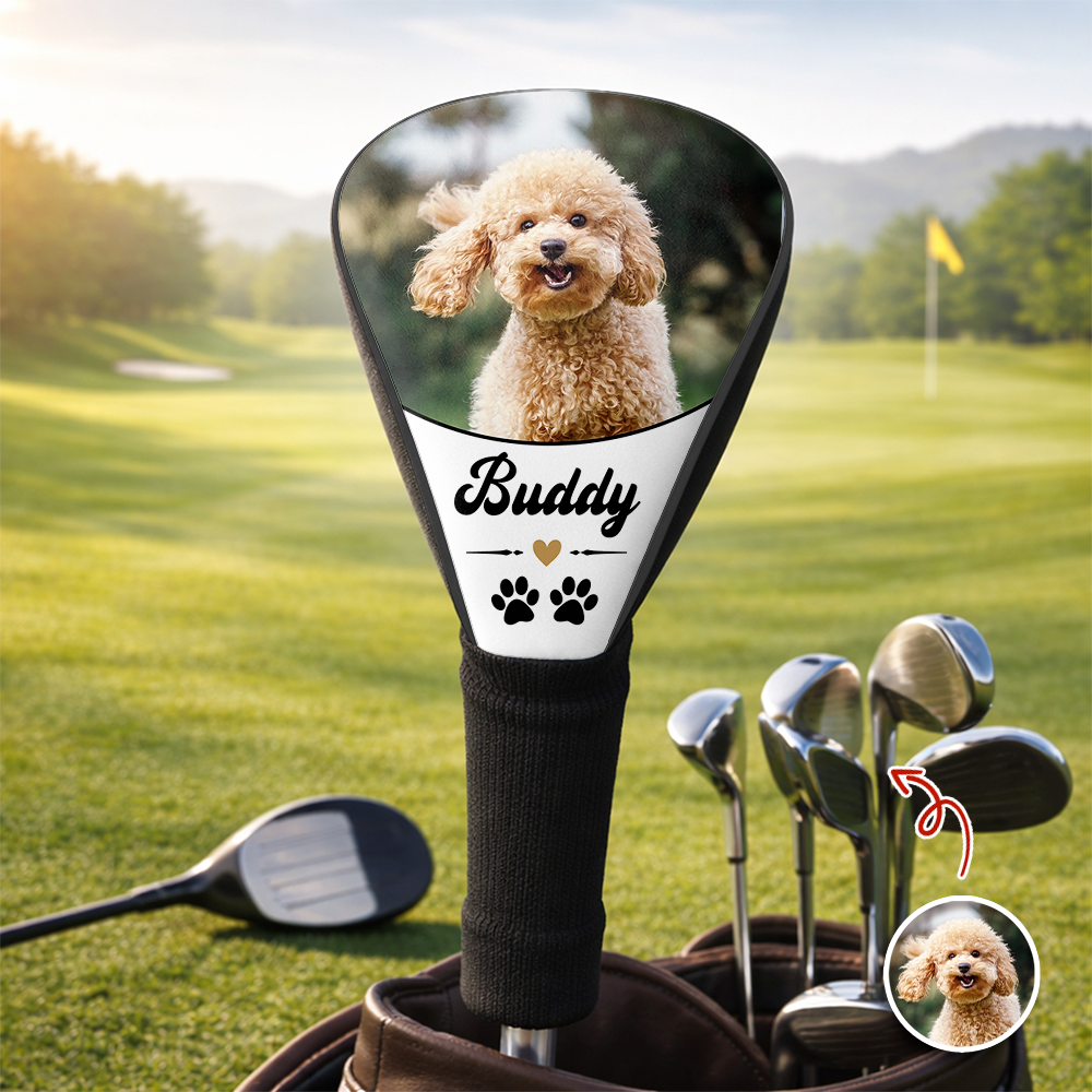 Personalized Photo Golf Club Head Cover Custom Gift for Dad HN590 - Golf Club Head Cover GradoCreations