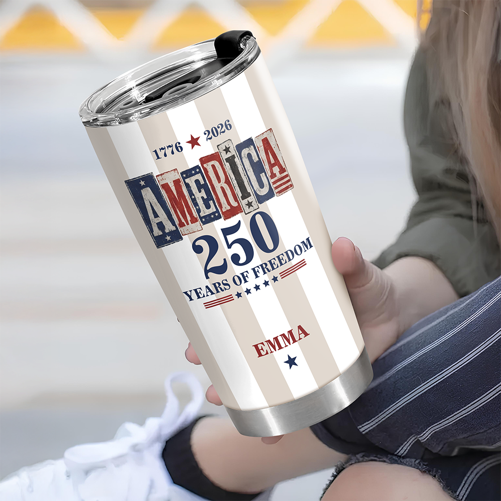 Personalized 250 Years of Freedom Fat Tumbler Custom Name Gift HN590 - Fat Tumbler GradoCreations