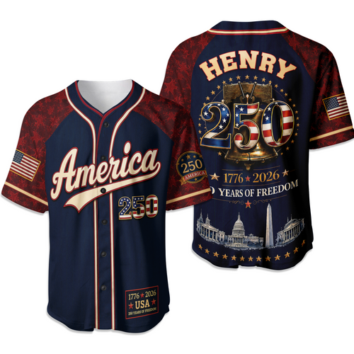 Personalized 250 Years of Freedom Baseball Jersey Custom Name Gift Jersey Baseball Shirt GradoCreations