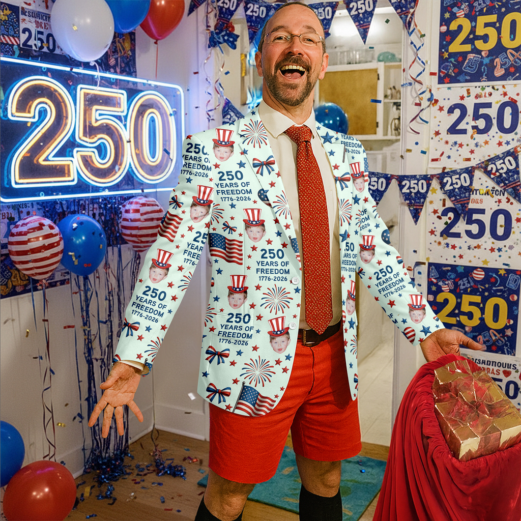 Custom Photo Men's Suit 250 Years of Freedom Gift for Dad HN590 - Men's Suits GradoCreations