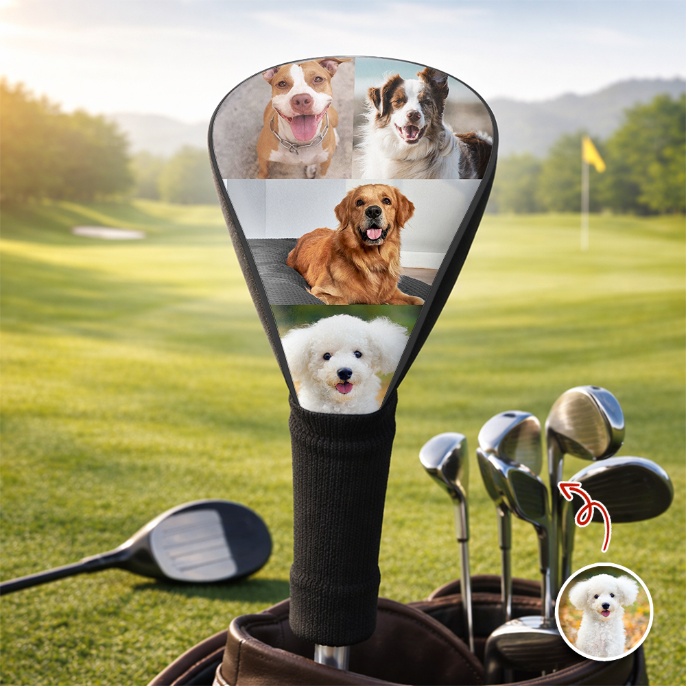 Personalized Photo Golf Club Head Cover Custom Gift for Dog Dad HN590 - Golf Club Head Cover GradoCreations