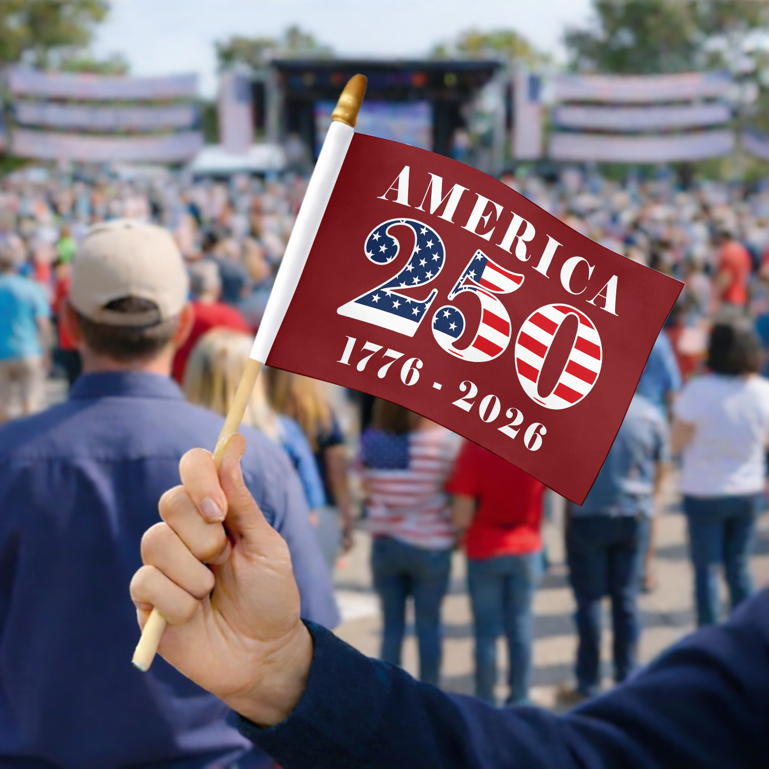 Personalized Handheld Flag 250th Anniversary Patriotic Gift HN590 - Handheld Flag GradoCreations