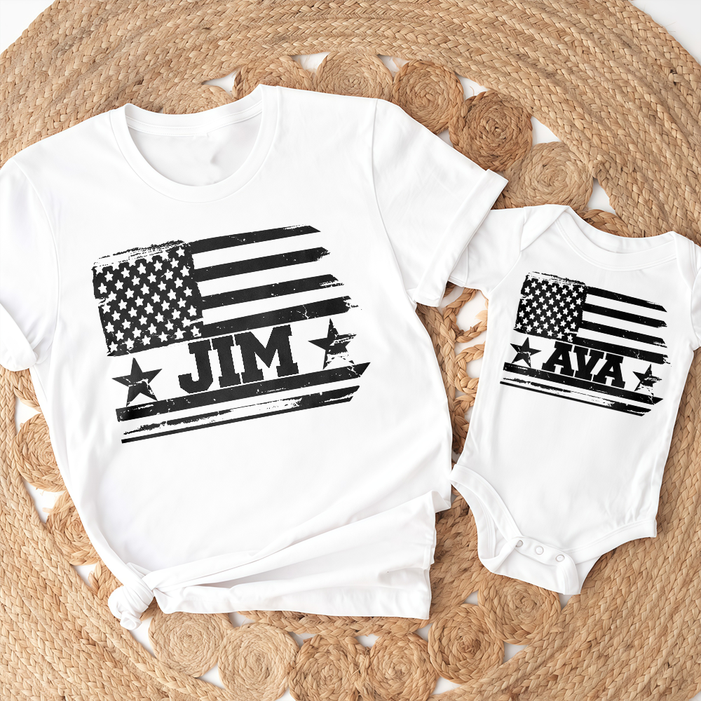 Custom Name Patriotic Shirt for Dad Matching Family Gift HN590 - Tshirt GradoCreations