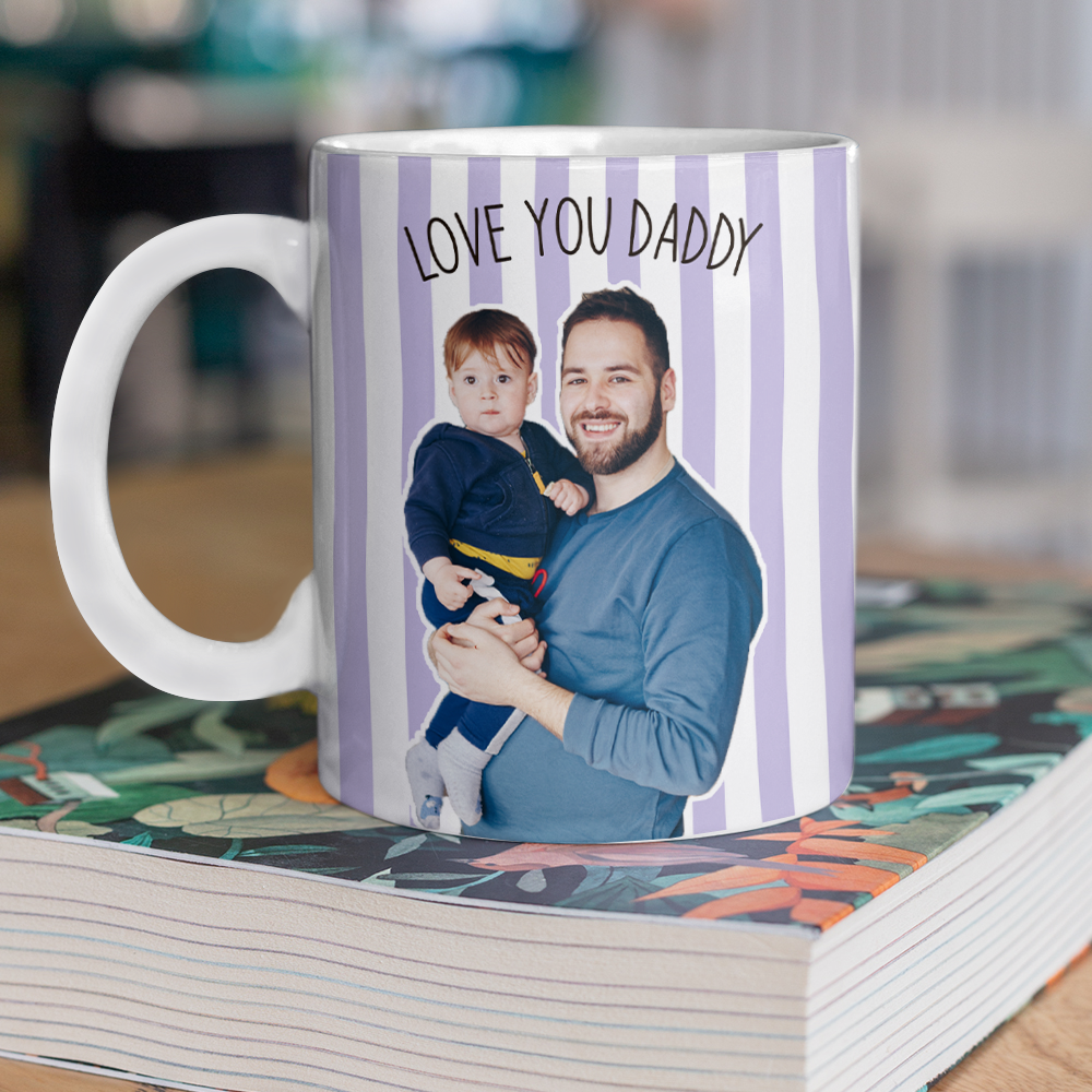 Personalized Photo Coffee Mug Custom Gift for Dad New Dad HN590 - edge to edge mug fix GradoCreations