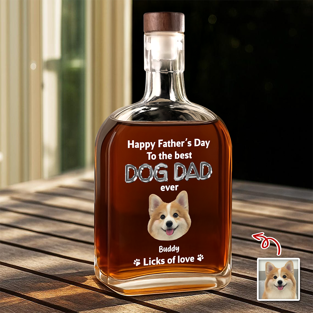 Personalized Photo Whiskey Bottle Custom Gift for Dog Dad HN590 - Whiskey Bottle GradoCreations