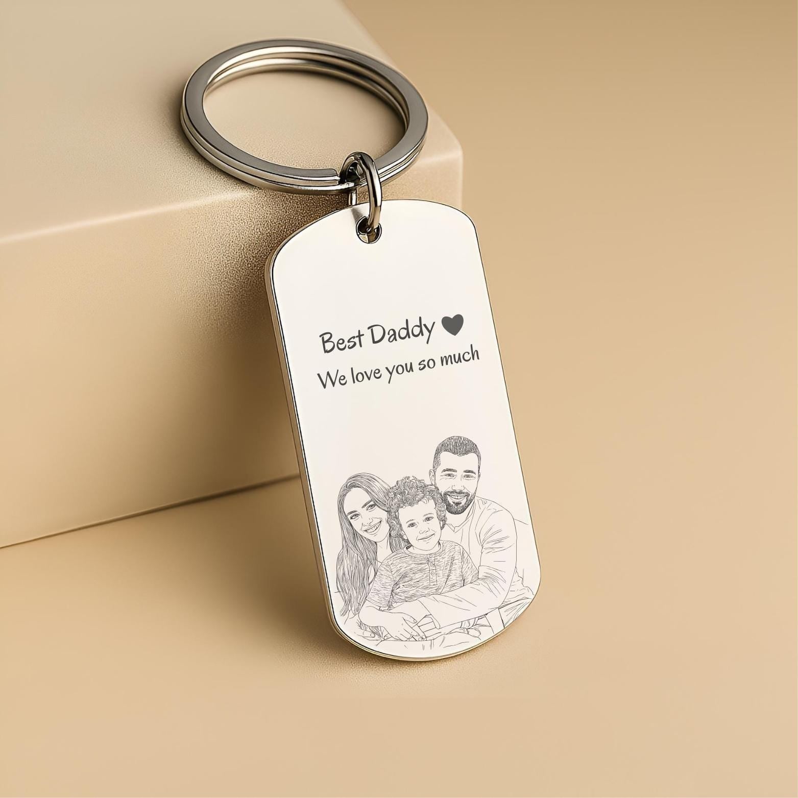 Personalized Photo Metal Keychain Custom Gift for Dad HN590 - Keychain Metal fix GradoCreations