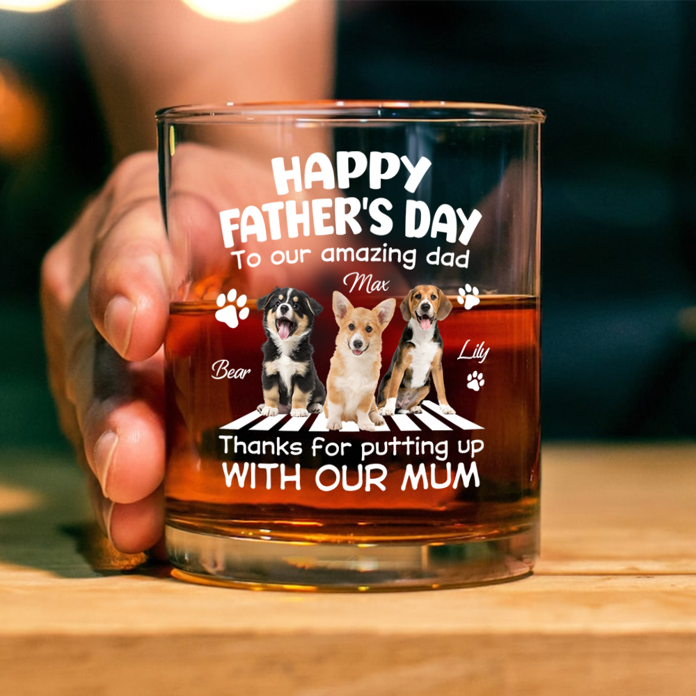 Personalized Whiskey Glass Gift for Dog Dad Father's Day HN590 - Print Rock Glass GradoCreations