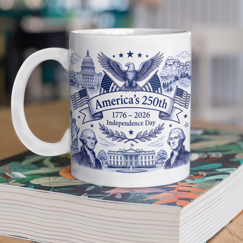 Personalized USA 250th Anniversary Mug Custom Name Gift for Dad HN590 - edge to edge mug GradoCreations