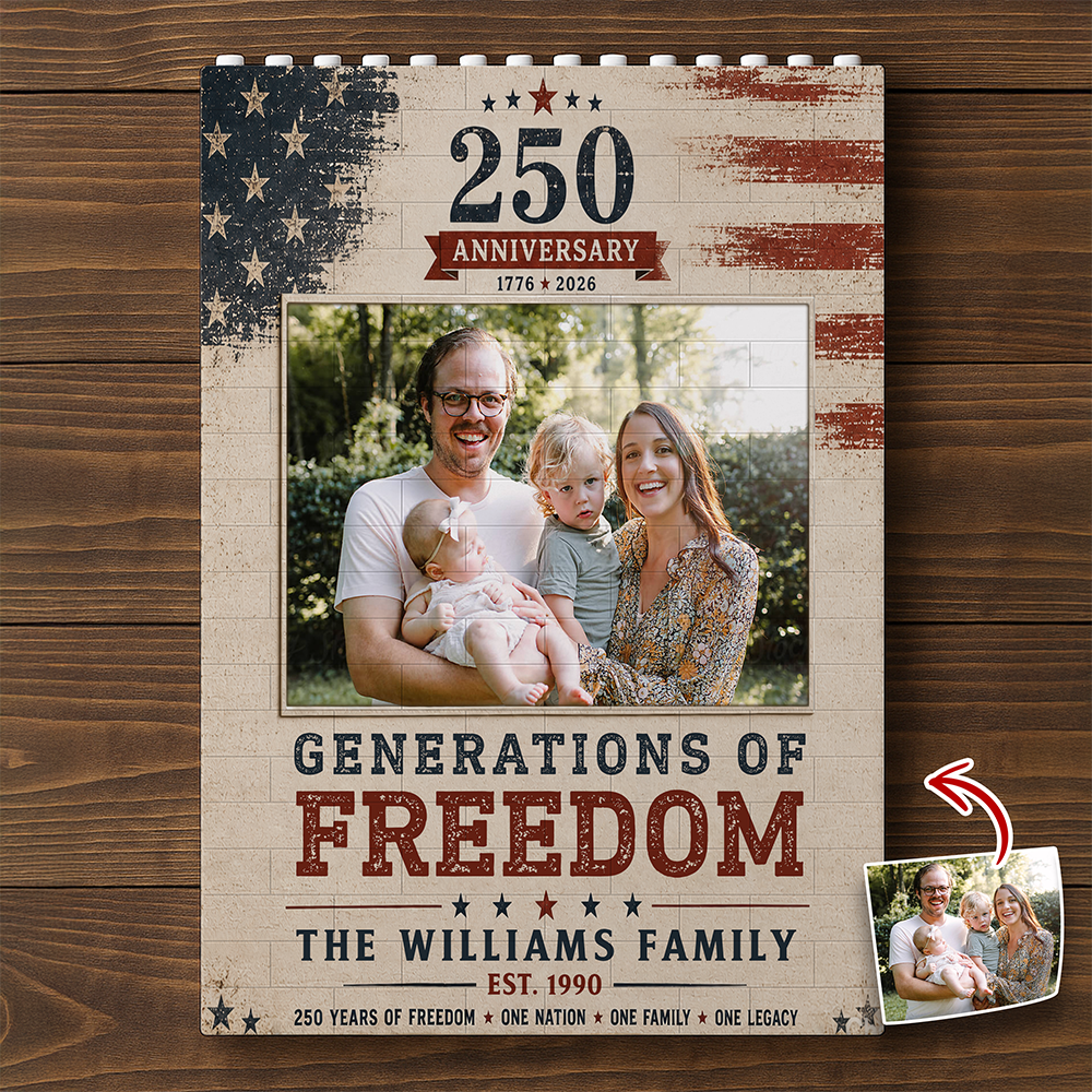 Custom Photo Building Blocks Patriotic Family Gift 250th Anniversary HN590 - Building Blocks GradoCreations