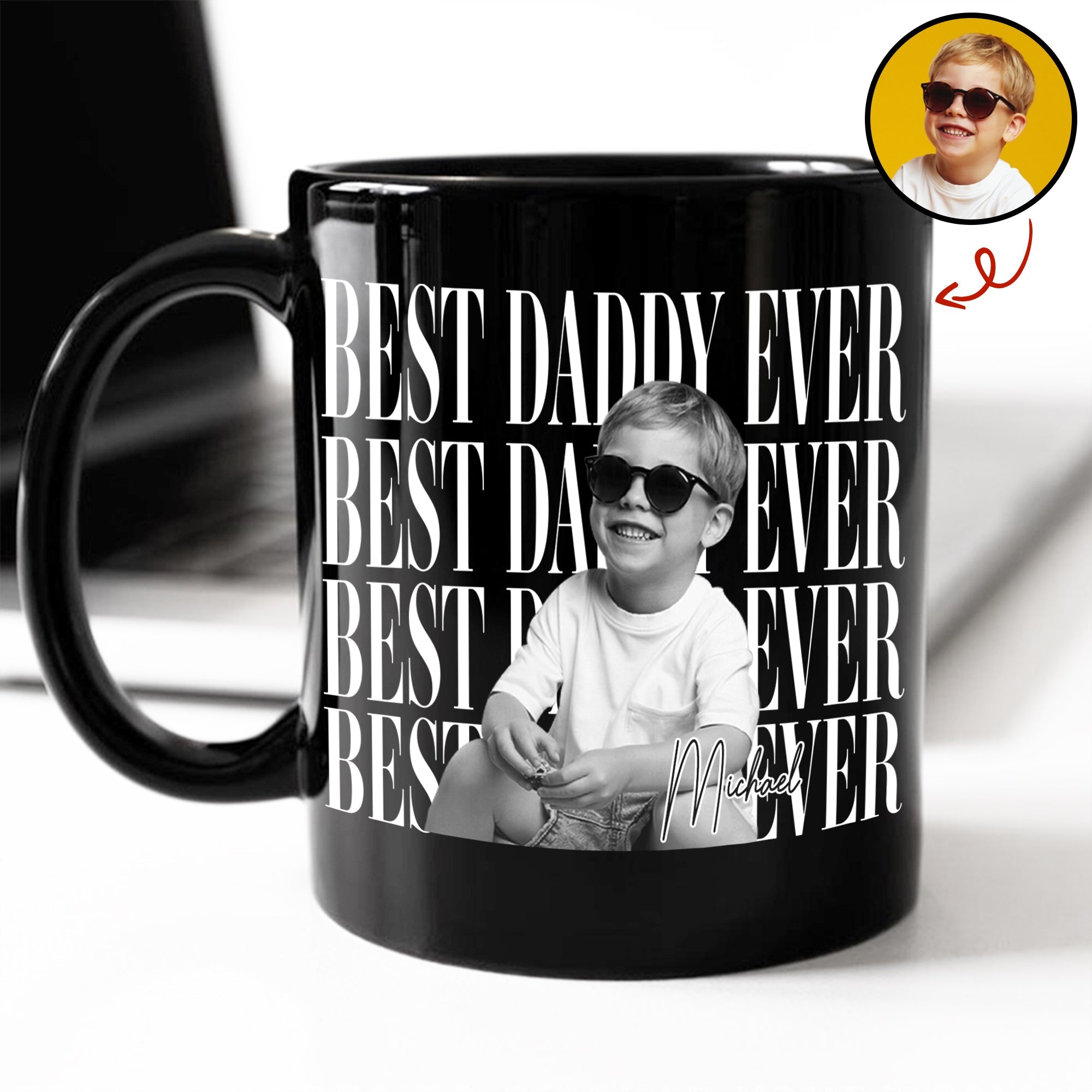 Personalized Black Mug Custom Photo Gift for Dad Father's Day HN590 - Black Mug GradoCreations