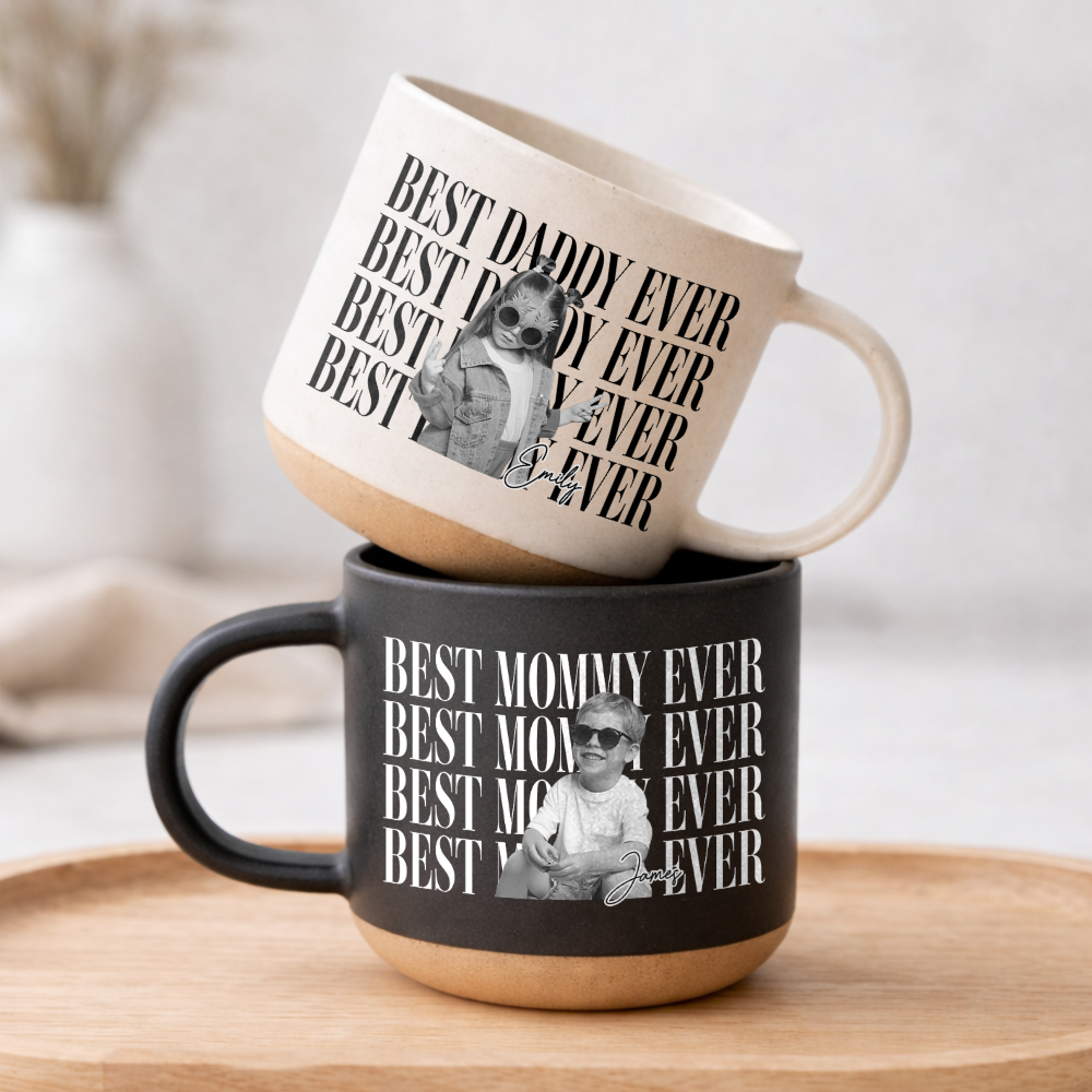 Personalized Vintage Photo Pottery Mug Best Dad or Mom Gift HN590 - Pottery Mug GradoCreations