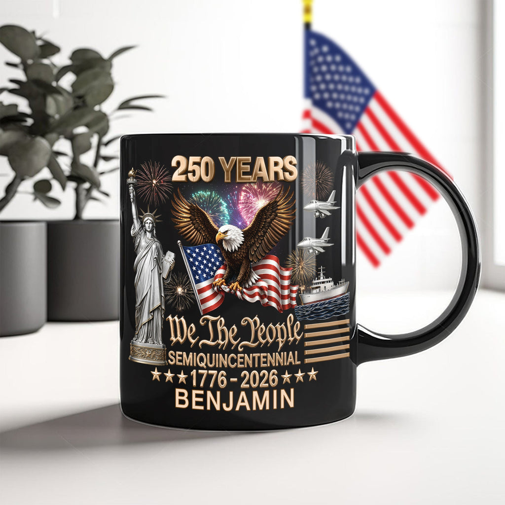 Personalized Black Mug 250 Years America We The People Gift for Dad HN590 - Black Mug GradoCreations