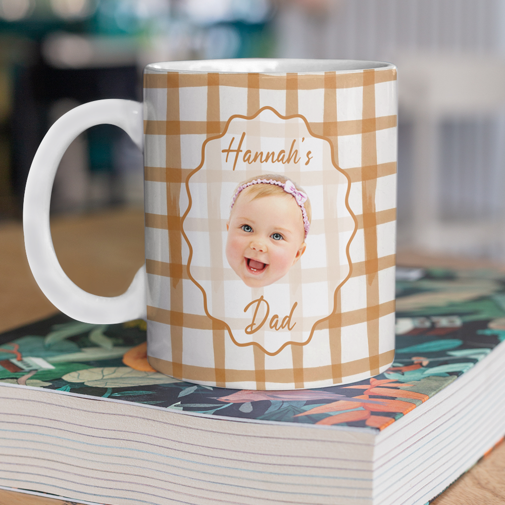 Personalized Baby Face Plaid Mug Custom Gift for Parents HN590 - edge to edge mug GradoCreations
