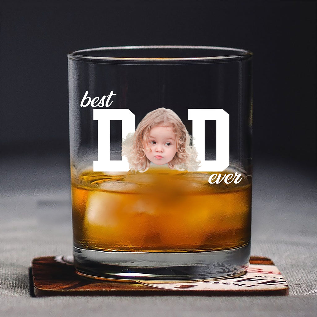 Personalized Funny Face Whiskey Glass Gift for Dad - Father's Day HN590 - Print Rock Glass GradoCreations