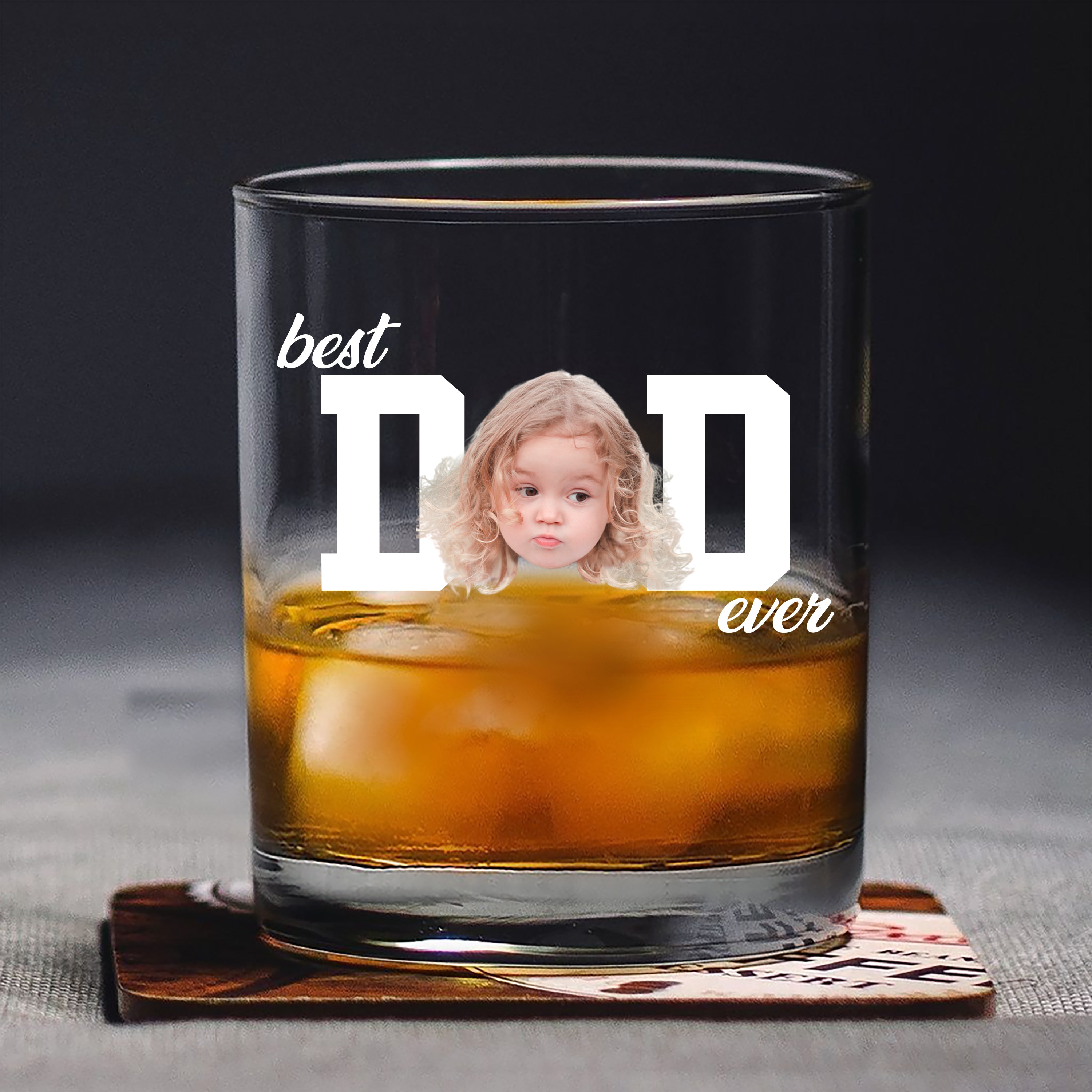 Personalized Funny Face Whiskey Glass Gift for Dad - Father's Day HN590 - Print Rock Glass GradoCreations