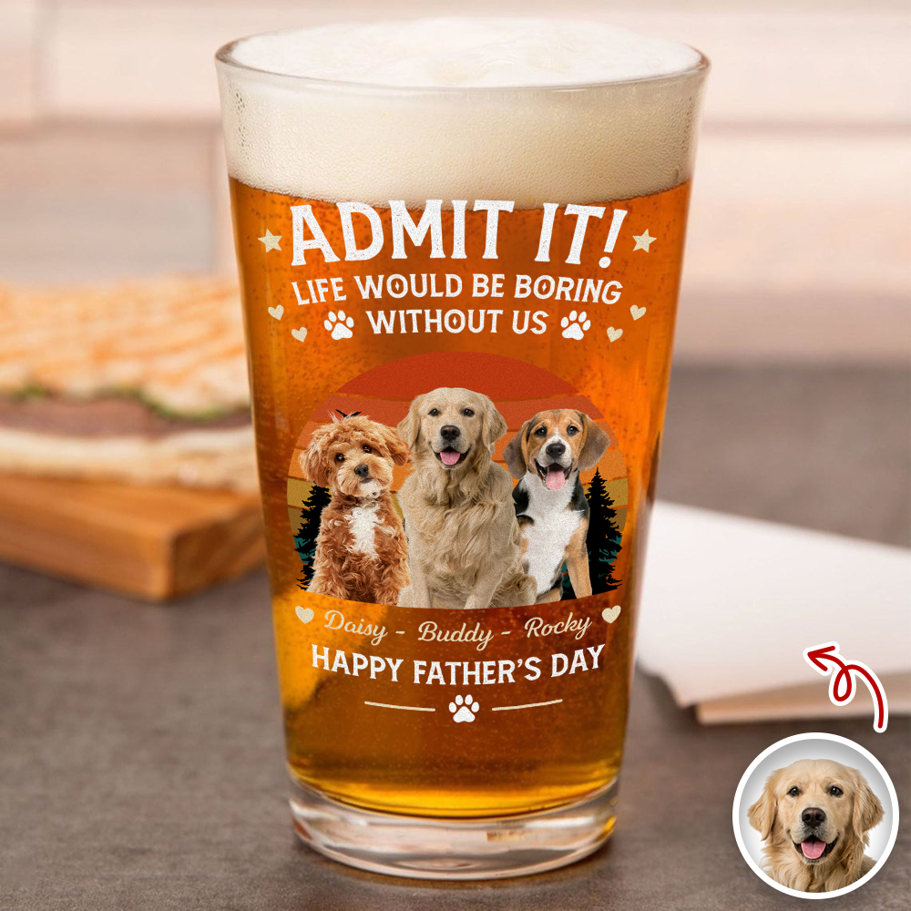 Personalized Beer Glass Custom Photo Gift for Dog Dad HN590 - Print Beer Glass GradoCreations