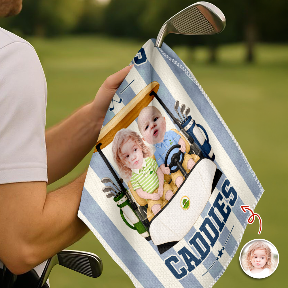 Personalized Photo Golf Towel Gift for Dad on Father's Day HN590 - Golf Towel GradoCreations