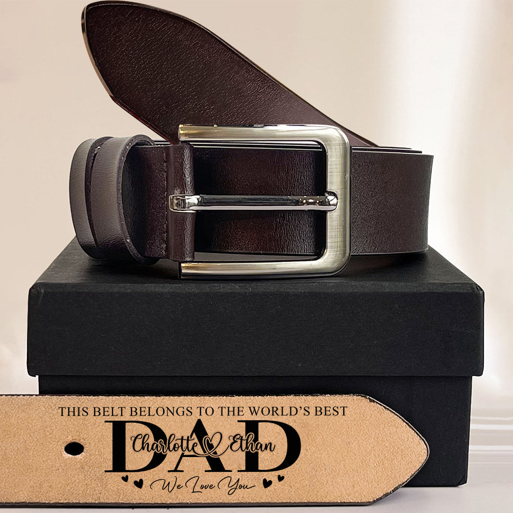 Personalized Leather Belt Custom Name Gift for Dad HN590-Belt GradoCreations