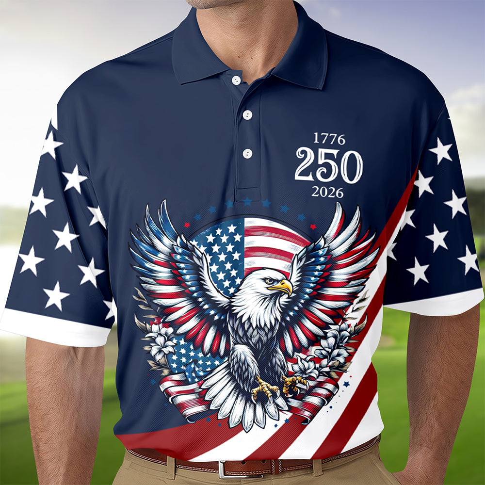 Personalized American Pride Eagle Polo Shirt Gift for Dad HN590 - Men's Polo Shirt GradoCreations