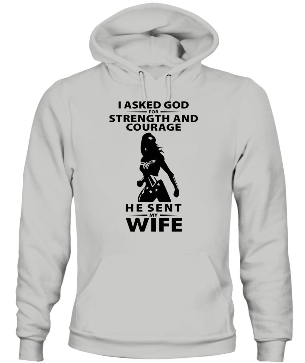 Funny Husband T-Shirt I Asked God for Strength & Courage Gift GradoCreations