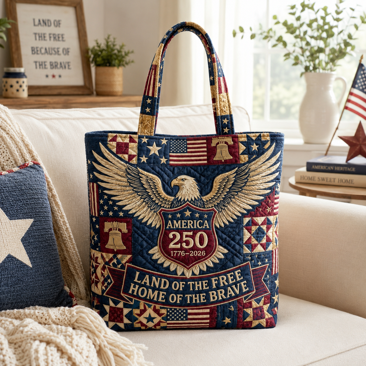 Personalized Quilted Tote Bag 250th Anniversary USA Gift for Patriots
