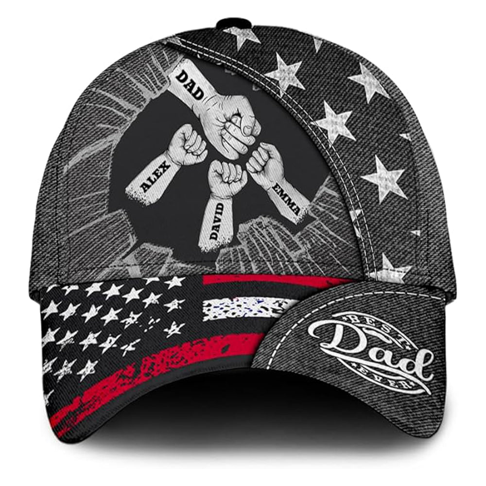 Personalized Fist Bump Hat Custom Names Gift for Dad HN590 - AOP Cap fix GradoCreations