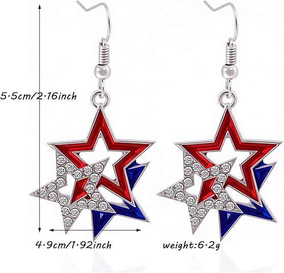 4th of July Patriotic American Flag Earrings for Women HN590 - America Earrings fix GradoCreations