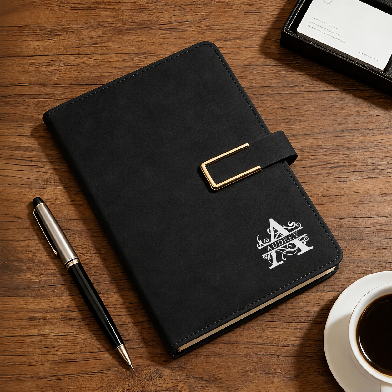 Personalized Engraved Leather Notebook Set with Pen Gift for Dad HN590 - Engraved Leather Notebook FIX GradoCreations