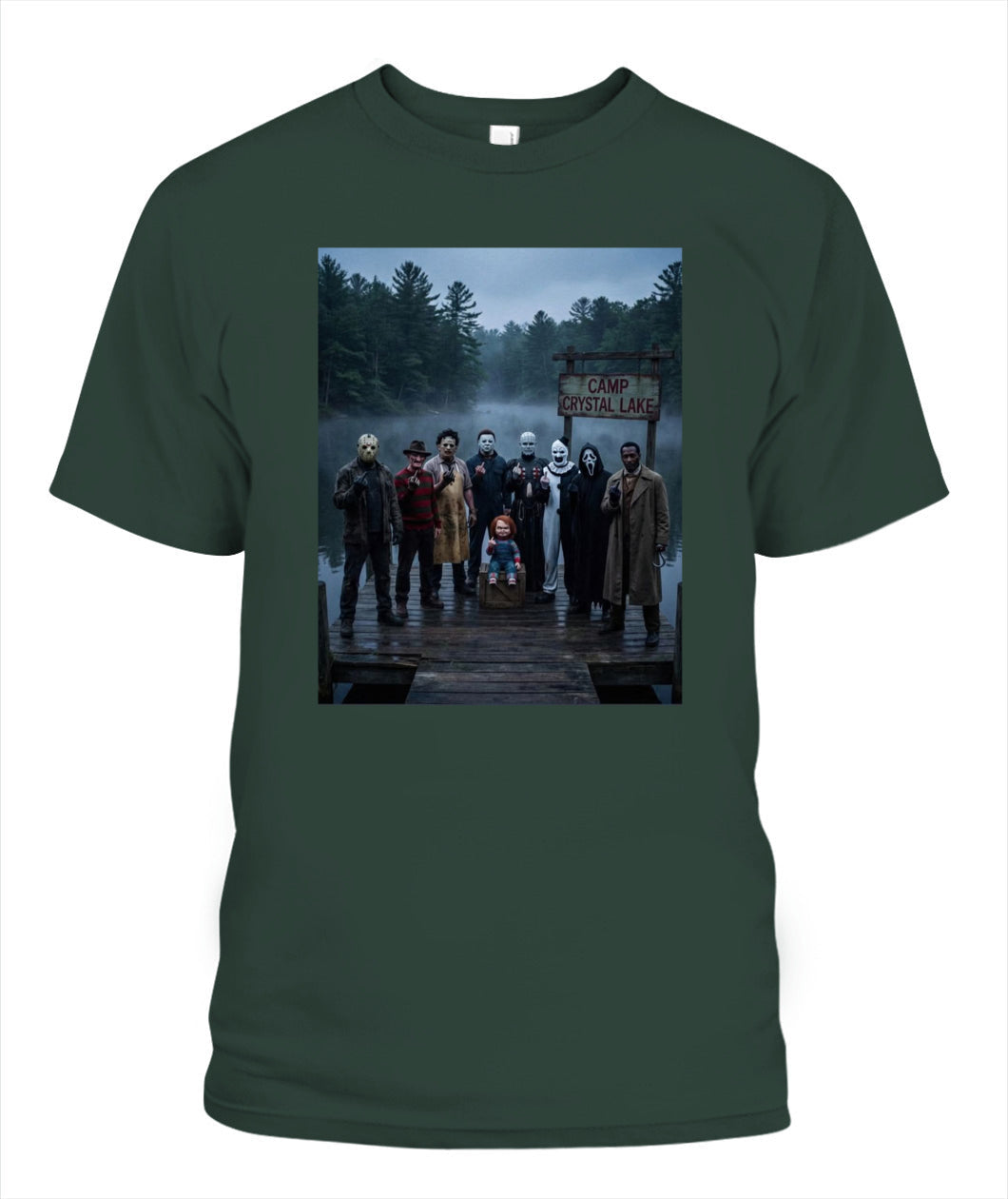 Camp Crystal Lake Horror Icons T-Shirt for Fans | Spooky Gift GradoCreations