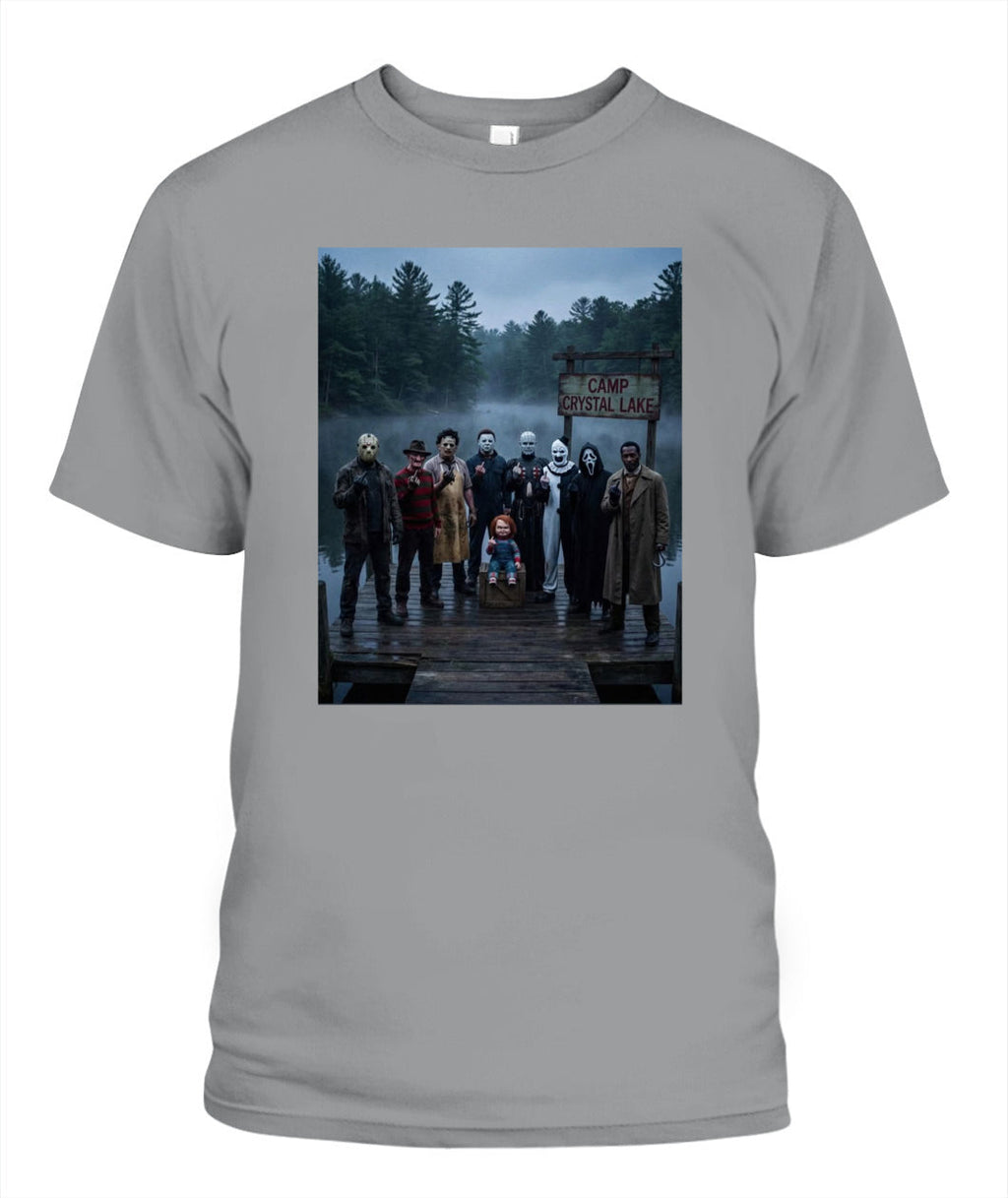 Camp Crystal Lake Horror Icons T-Shirt for Fans | Spooky Gift GradoCreations