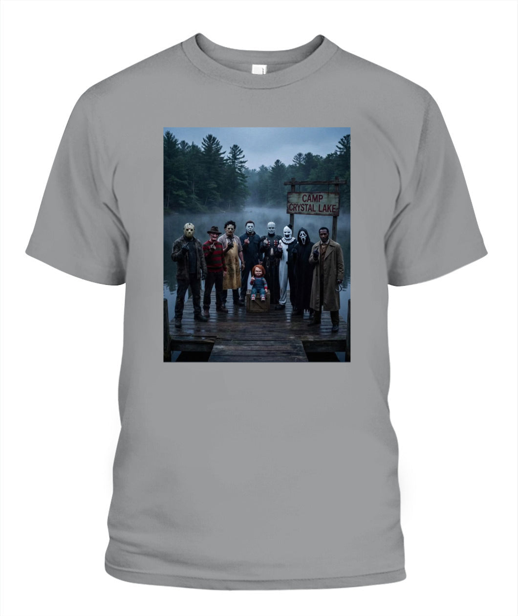Camp Crystal Lake Horror Icons T-Shirt for Fans | Spooky Gift GradoCreations
